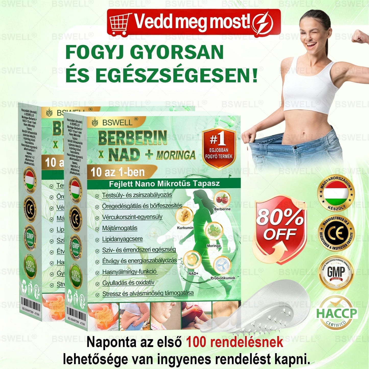 🍊BSWELL® Nano mikrotűs karcsúsító tapasz (Csak naponta egyszer, látható változások 28 nap alatt) ✅ Elhízás, szív- és érrendszeri egészség, cukorbetegség, alvási apnoé, bélflóra, ízületi problémák és egyéb tünetek esetén